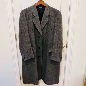 VTG Maitland of England Men's Gray Wool Herringbone Overcoat 46 R